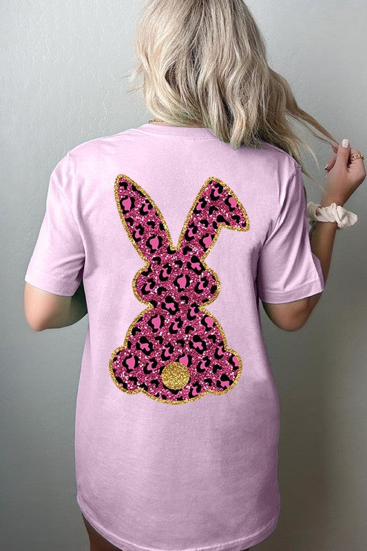 Easter Bunny Faux Glitter Back Graphic T Shirts king-general-store-5710.myshopify.com