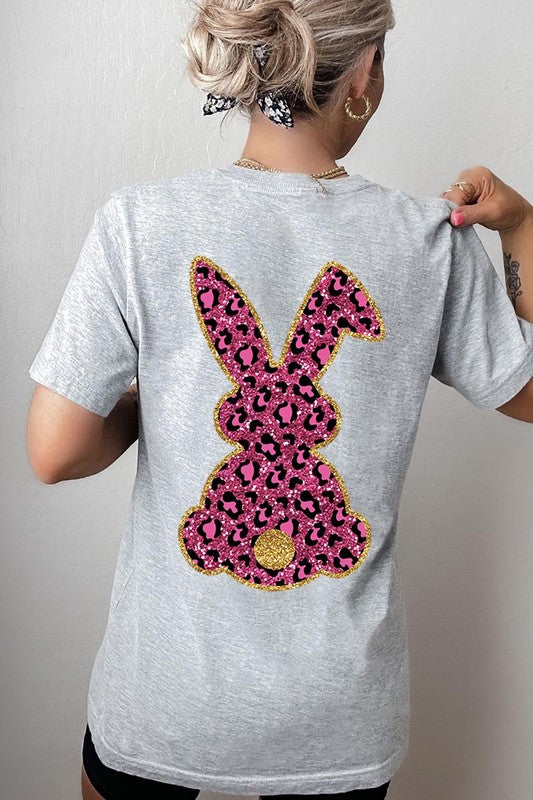 Easter Bunny Faux Glitter Back Graphic T Shirts king-general-store-5710.myshopify.com