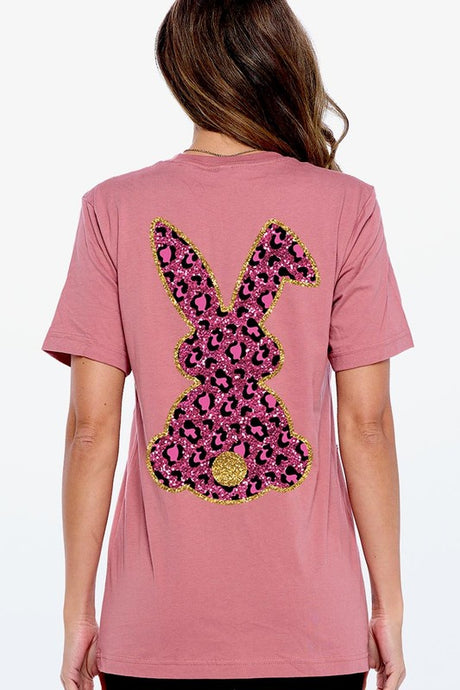 Easter Bunny Faux Glitter Back Graphic T Shirts king-general-store-5710.myshopify.com