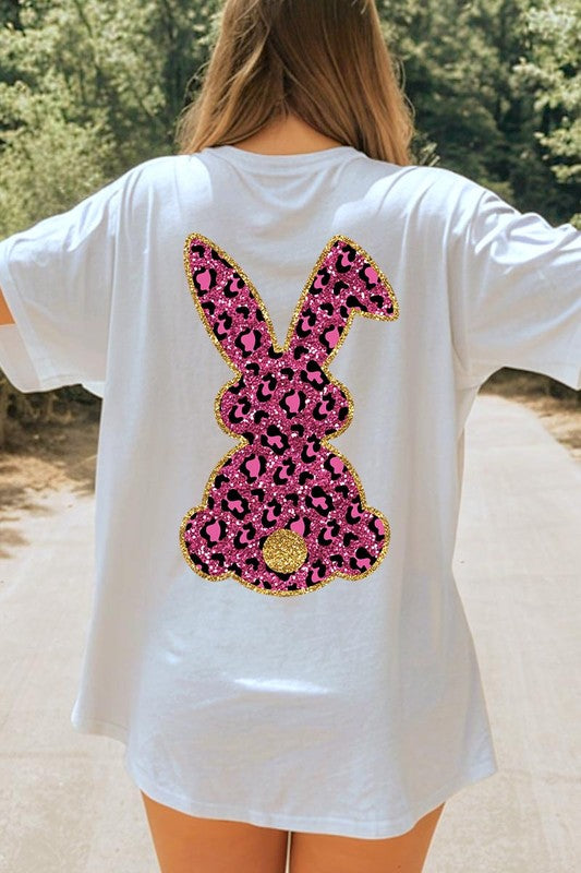 Easter Bunny Faux Glitter Back Graphic T Shirts king-general-store-5710.myshopify.com