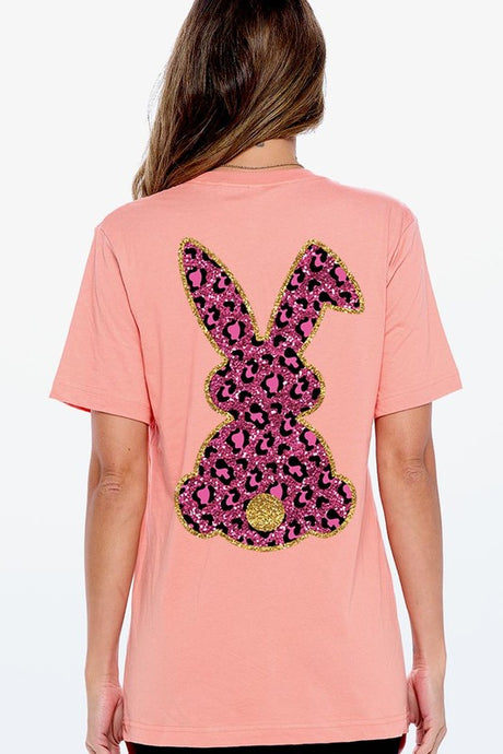 Easter Bunny Faux Glitter Back Graphic T Shirts king-general-store-5710.myshopify.com