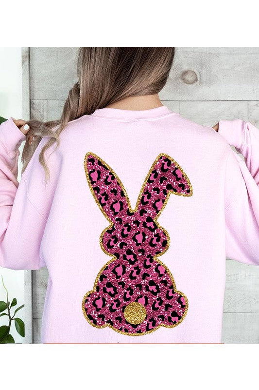 Easter Bunny Faux Glitter Back Graphic Sweatshirts king-general-store-5710.myshopify.com