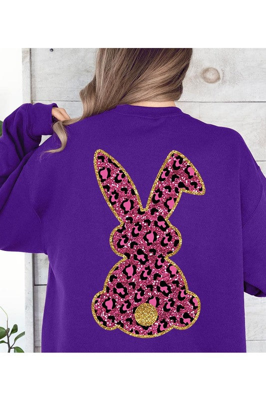 Easter Bunny Faux Glitter Back Graphic Sweatshirts king-general-store-5710.myshopify.com