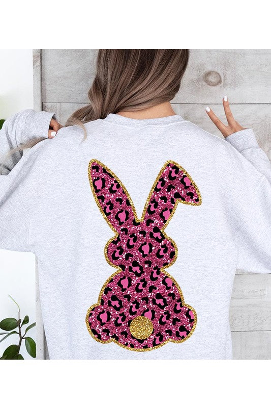 Easter Bunny Faux Glitter Back Graphic Sweatshirts king-general-store-5710.myshopify.com