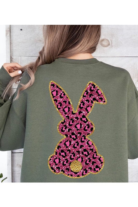 Easter Bunny Faux Glitter Back Graphic Sweatshirts king-general-store-5710.myshopify.com