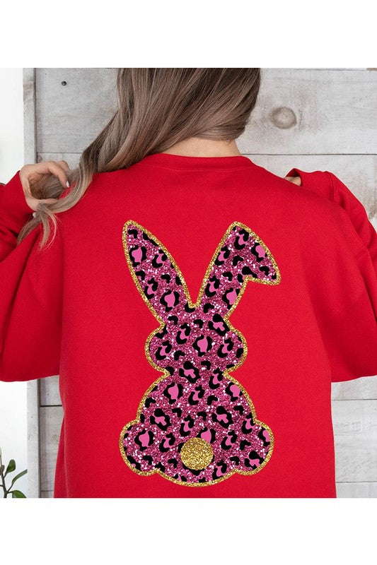 Easter Bunny Faux Glitter Back Graphic Sweatshirts king-general-store-5710.myshopify.com