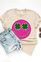 Smile St Patricks Day Glitter Graphic T Shirts king-general-store-5710.myshopify.com