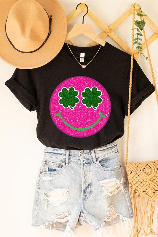 Smile St Patricks Day Glitter Graphic T Shirts king-general-store-5710.myshopify.com