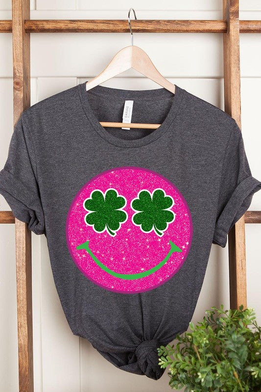 Smile St Patricks Day Glitter Graphic T Shirts king-general-store-5710.myshopify.com