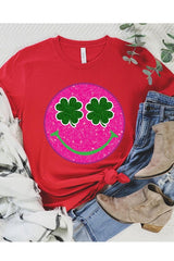 Smile St Patricks Day Glitter Graphic T Shirts king-general-store-5710.myshopify.com