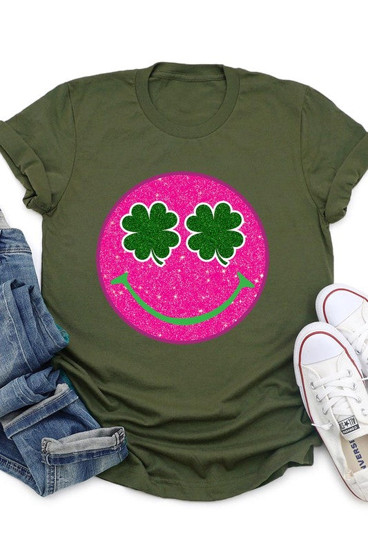 Smile St Patricks Day Glitter Graphic T Shirts king-general-store-5710.myshopify.com