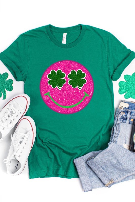 Smile St Patricks Day Glitter Graphic T Shirts king-general-store-5710.myshopify.com