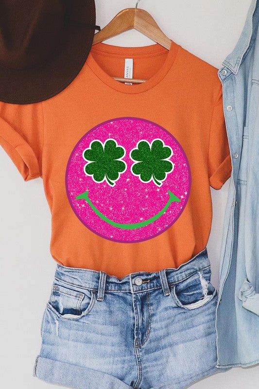 Smile St Patricks Day Glitter Graphic T Shirts king-general-store-5710.myshopify.com