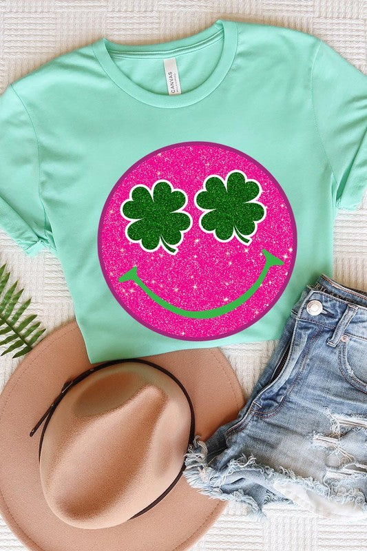 Smile St Patricks Day Glitter Graphic T Shirts king-general-store-5710.myshopify.com