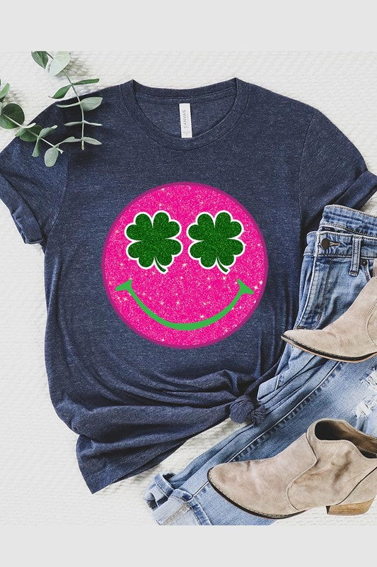 Smile St Patricks Day Glitter Graphic T Shirts king-general-store-5710.myshopify.com