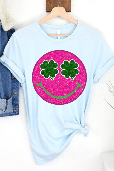 Smile St Patricks Day Glitter Graphic T Shirts king-general-store-5710.myshopify.com