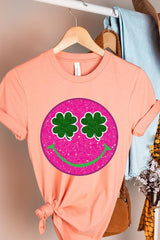 Smile St Patricks Day Glitter Graphic T Shirts king-general-store-5710.myshopify.com