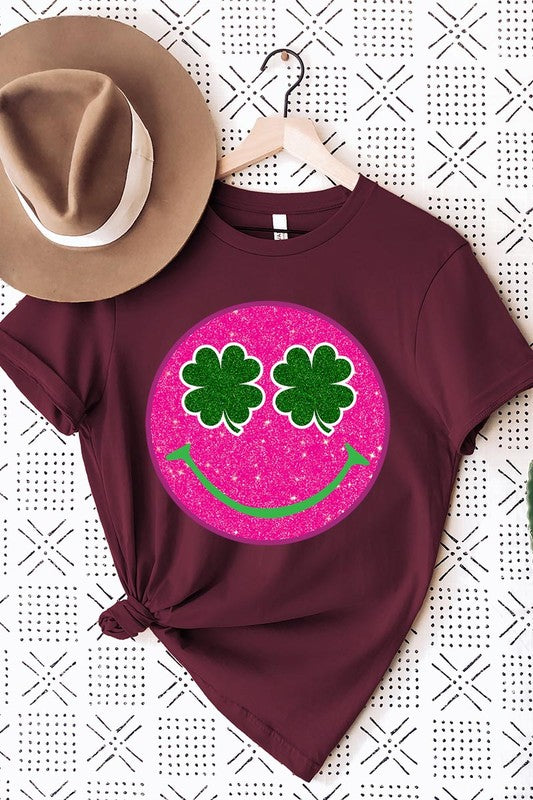 Smile St Patricks Day Glitter Graphic T Shirts king-general-store-5710.myshopify.com