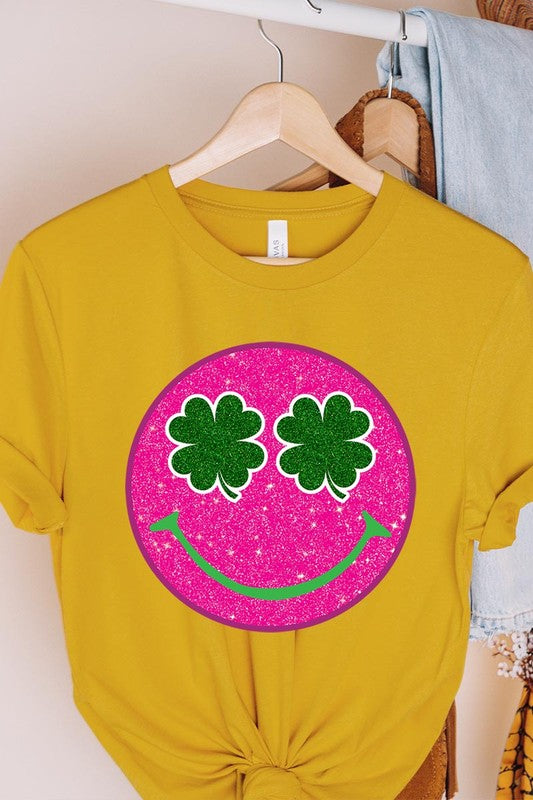 Smile St Patricks Day Glitter Graphic T Shirts king-general-store-5710.myshopify.com