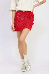 Crochet Mini Skirt with Rosette Detail