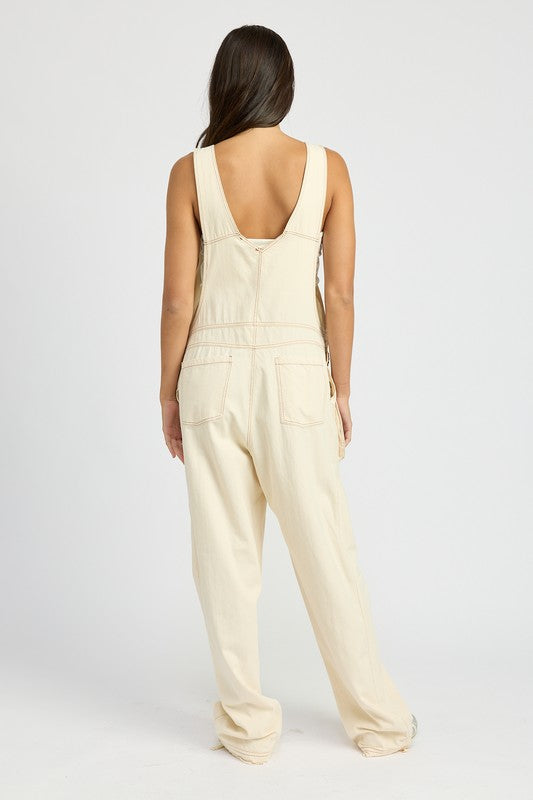 Chic Front Pocket Oversized Cargo Overalls