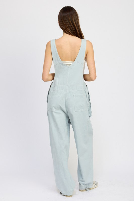 Chic Front Pocket Oversized Cargo Overalls