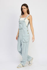 Chic Front Pocket Oversized Cargo Overalls
