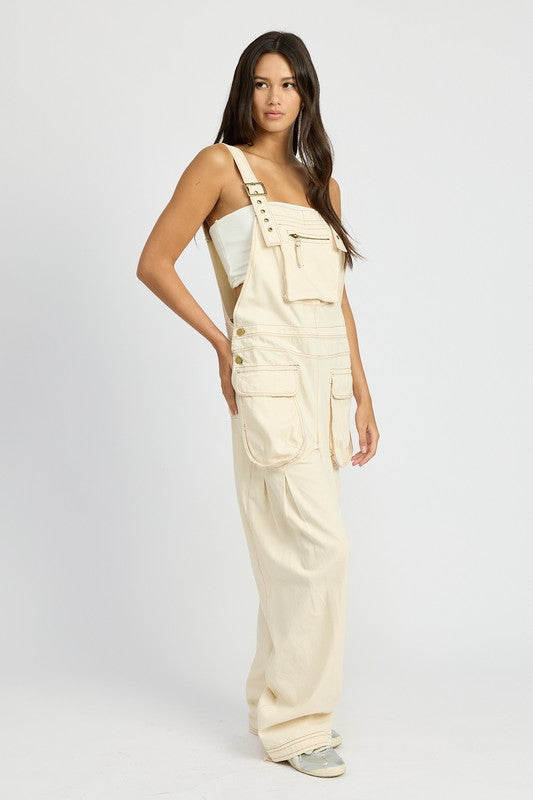 Chic Front Pocket Oversized Cargo Overalls