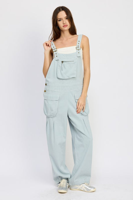 Chic Front Pocket Oversized Cargo Overalls
