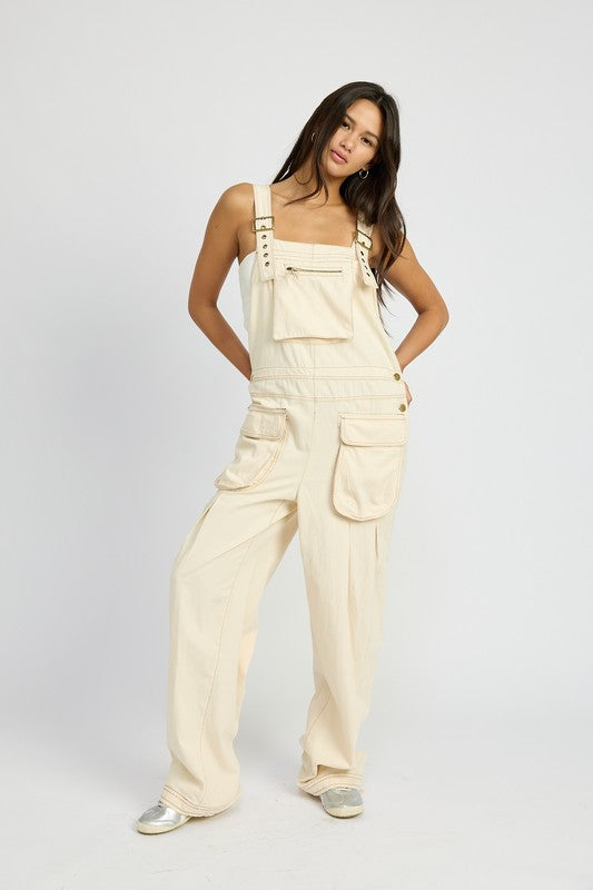 Chic Front Pocket Oversized Cargo Overalls