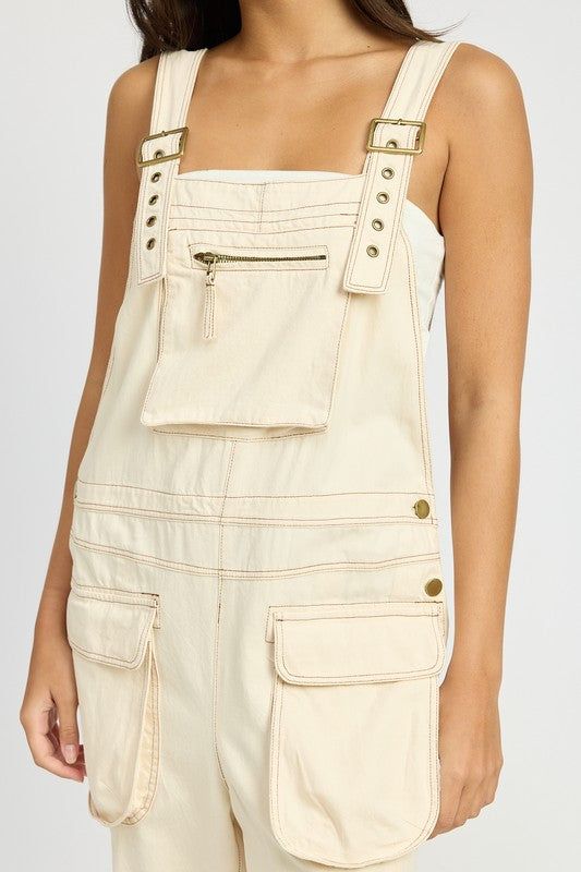 Chic Front Pocket Oversized Cargo Overalls