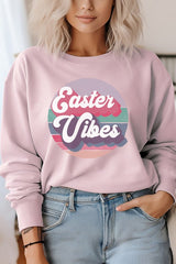 Easter Vibes Circle Graphic Sweatshirt
