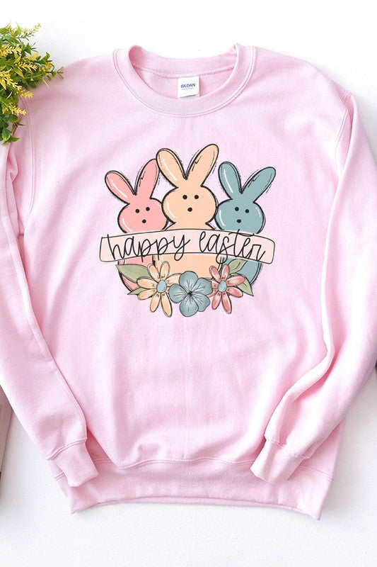 Happy Easter Cute Bunnies Graphic Sweatshirt
