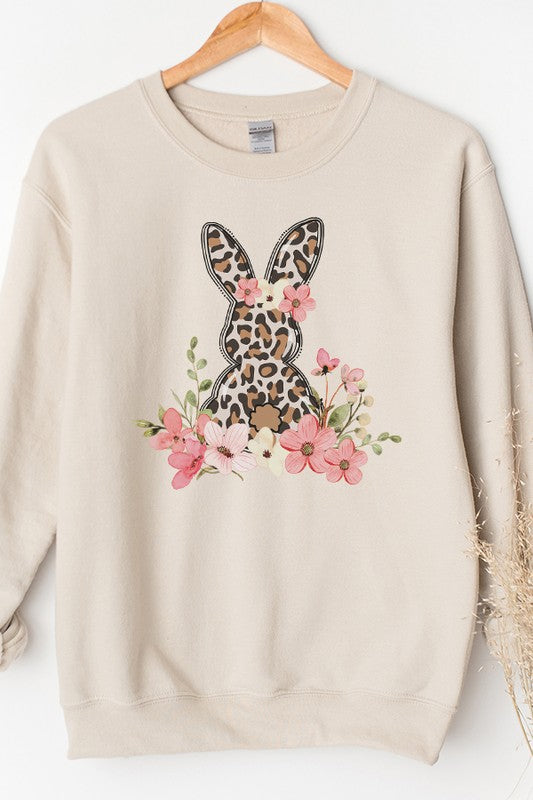 Easter Leopard Bunny Graphic Sweatshirt king-general-store-5710.myshopify.com