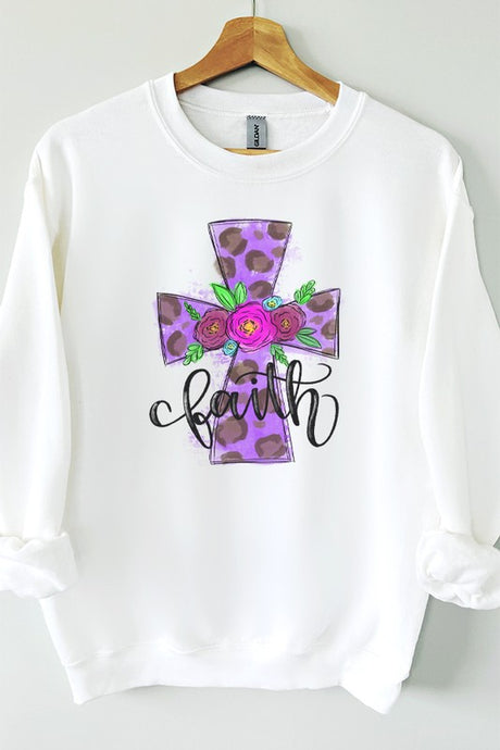 Easter Faith Purple Cross Graphic Sweatshirt