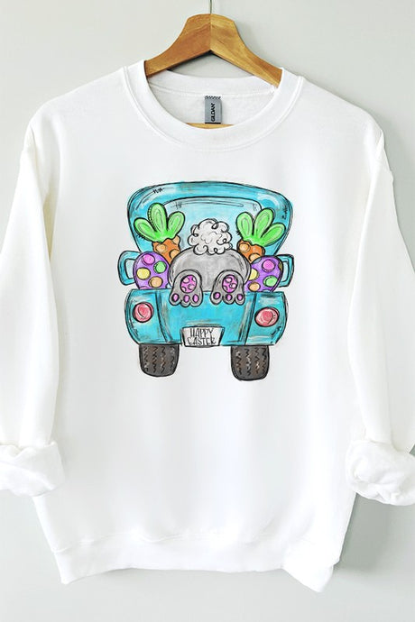 Happy Easter Bunny Truck Graphic Sweatshirt king-general-store-5710.myshopify.com