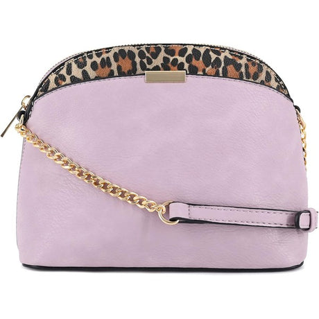 Leopard Accent Small Dome Crossbody Bag