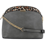 Leopard Accent Small Dome Crossbody Bag