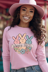 Happy Easter Cute Bunnies Long Sleeve Top