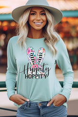 Easter Hippity Hoppity Stripes Long Sleeve Top