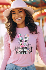 Easter Hippity Hoppity Stripes Long Sleeve Top