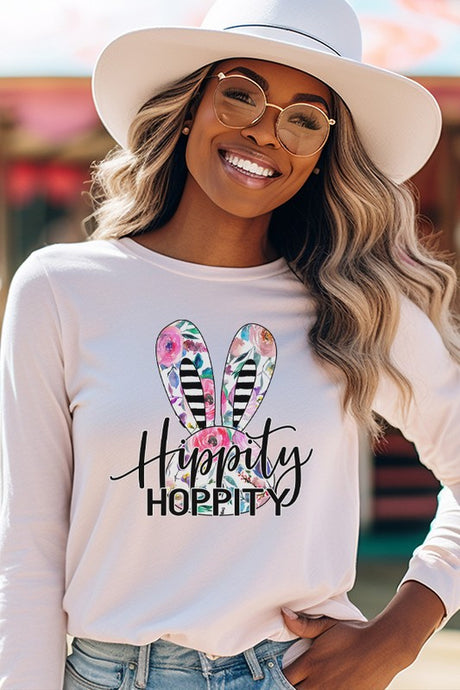 Easter Hippity Hoppity Stripes Long Sleeve Top