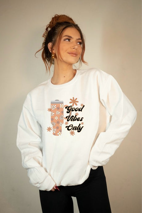 Good Vibes Only Flower Tumbler Cup Graphic Tee