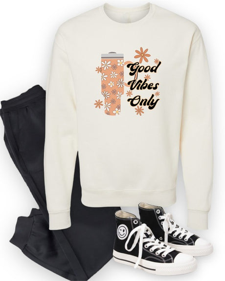 Good Vibes Only Flower Tumbler Cup Graphic Tee
