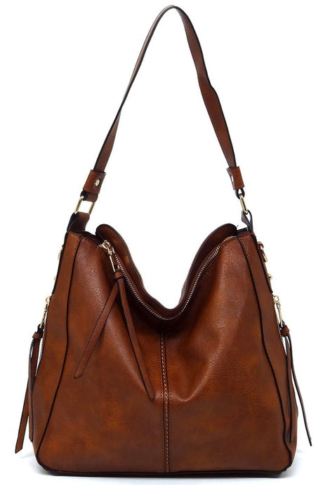 Fashion Side Zipper Shoulder Bag Hobo