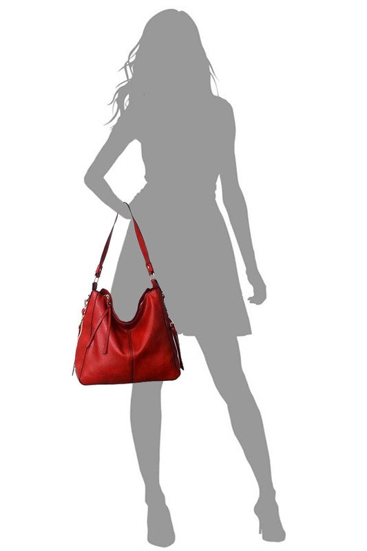 Fashion Side Zipper Shoulder Bag Hobo