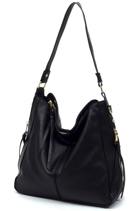 Fashion Side Zipper Shoulder Bag Hobo