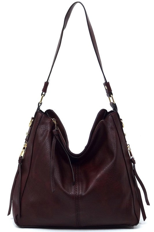 Fashion Side Zipper Shoulder Bag Hobo