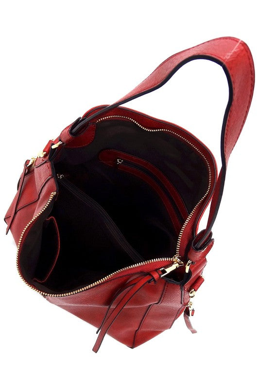 Fashion Side Zipper Shoulder Bag Hobo