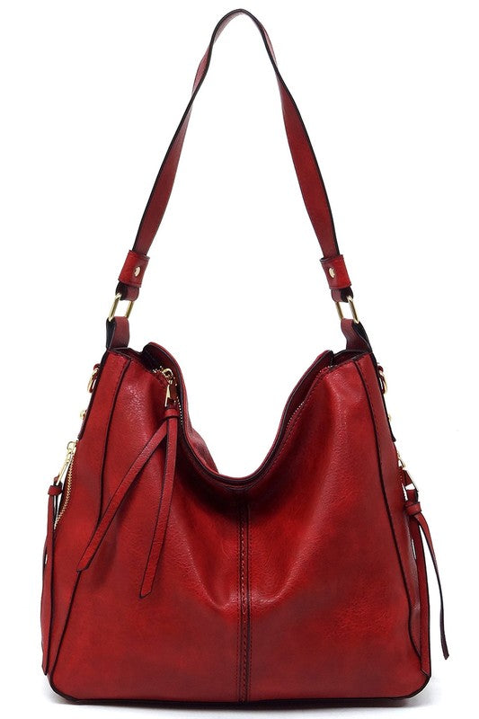 Fashion Side Zipper Shoulder Bag Hobo